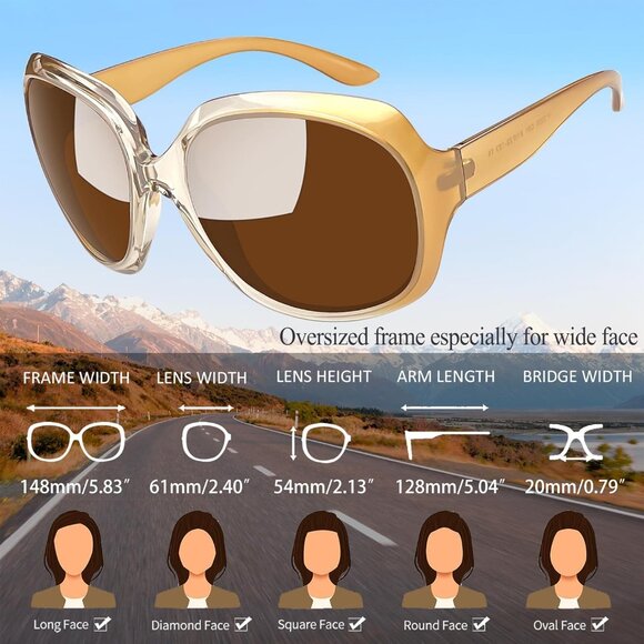 Women\'s Champagne/Brown Trendy Polarized Driving Sun Glasses UV Protective main image 6